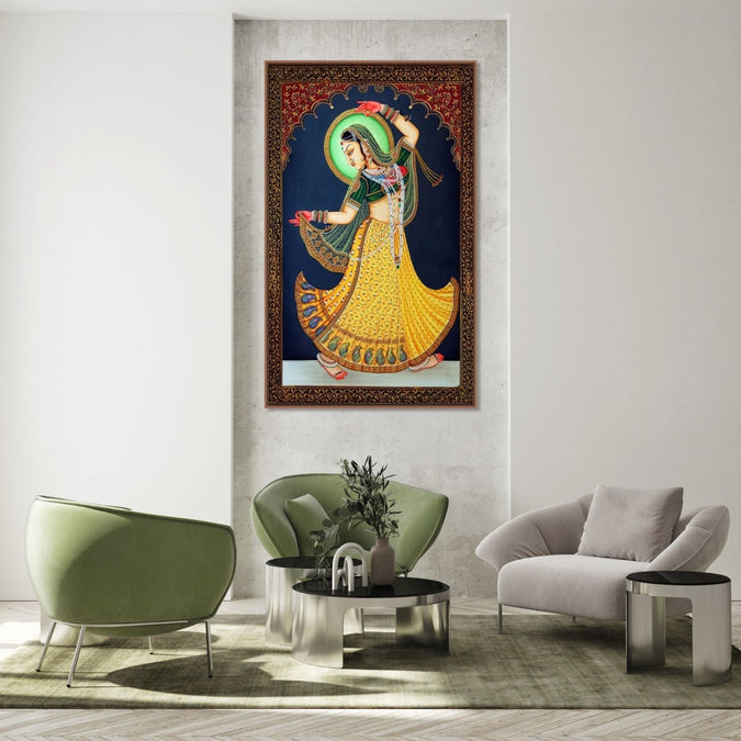 Handmade Painting for Bed Room : dancing-princess-miniature-art-form