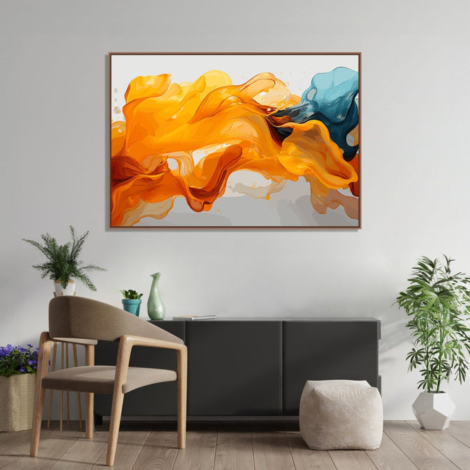 Handmade Painting for Bed Room : flow-of-fire-water