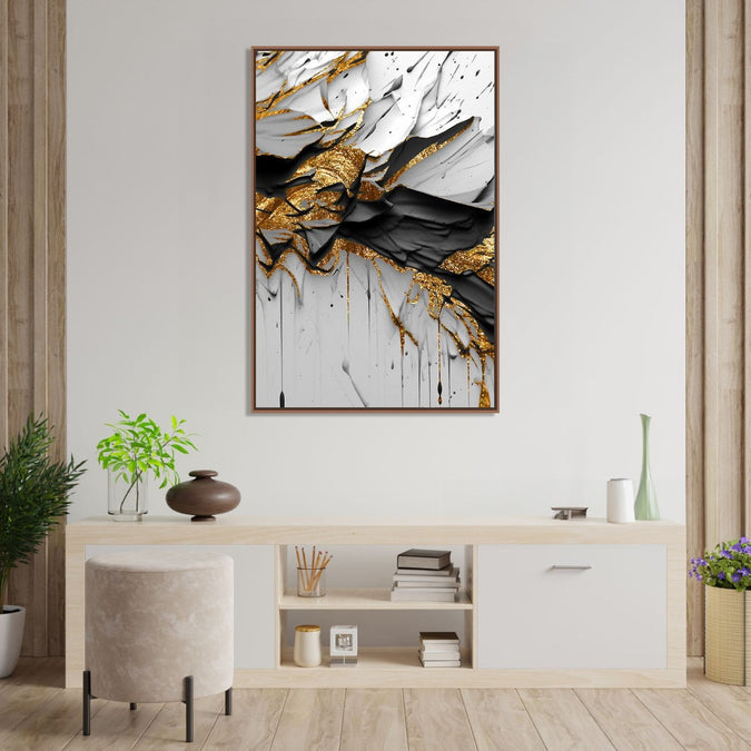 Handmade Painting for Bed Room : gold-black-abstract