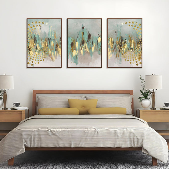 Handmade Painting for Bed Room : gold-leaf-absracts