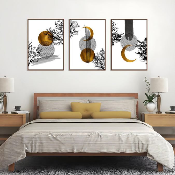 Handmade Painting for Bed Room : gold-monochrome-abstract