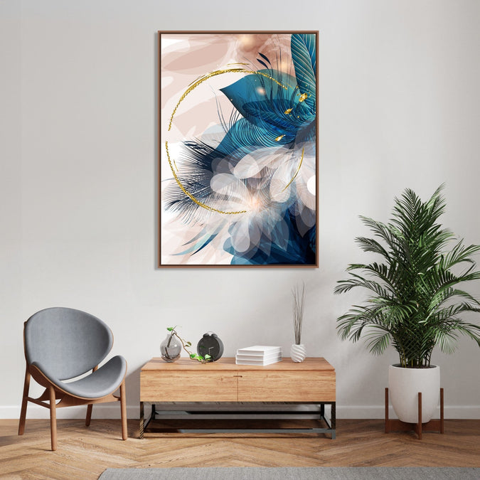 Handmade Painting for Bed Room : golden-hoop-feathers-2