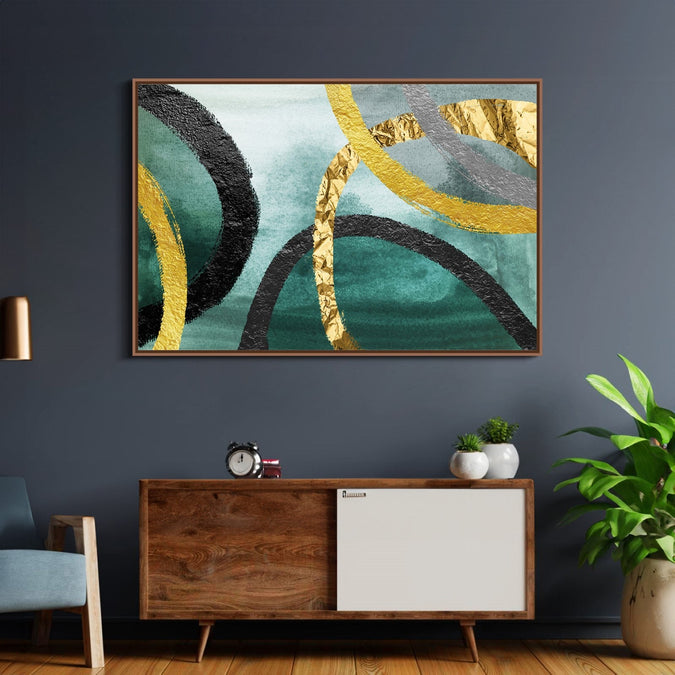 Handmade Painting for Bed Room : golden-loops-harmony