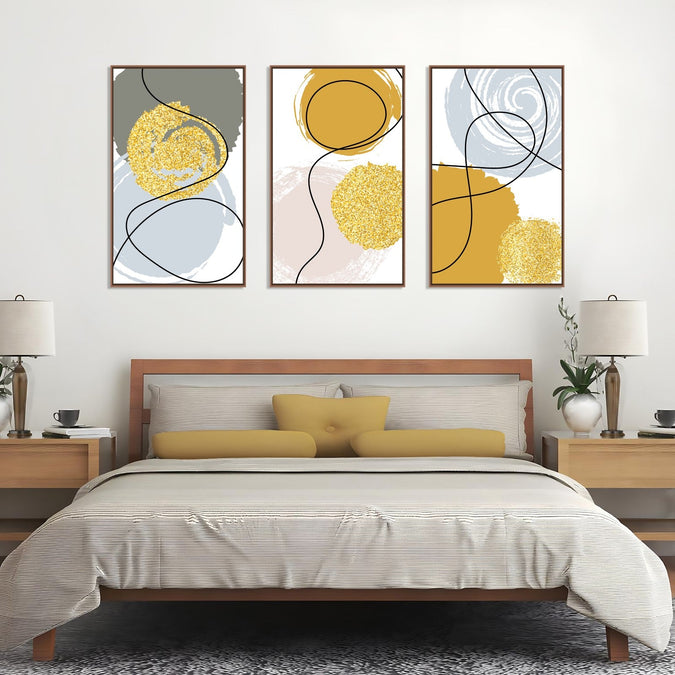 Handmade Painting for Bed Room : golden-shapes