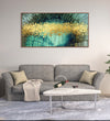 Handmade Painting for Bed Room : golden-trees-in-aqua-background