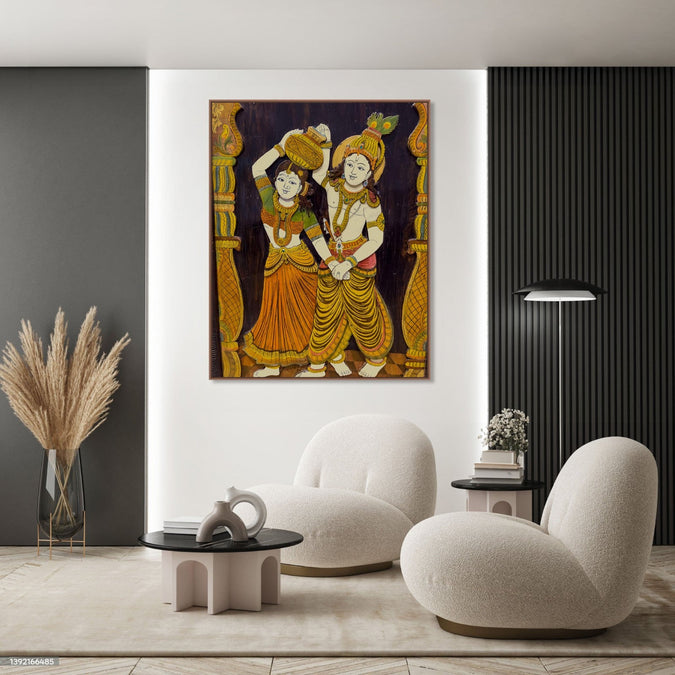 Handmade Painting for Bed Room : indian-radha-krishna