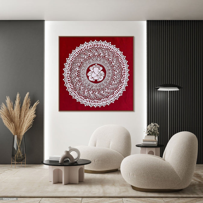 Handmade Painting for Bed Room : mandala-ganesha