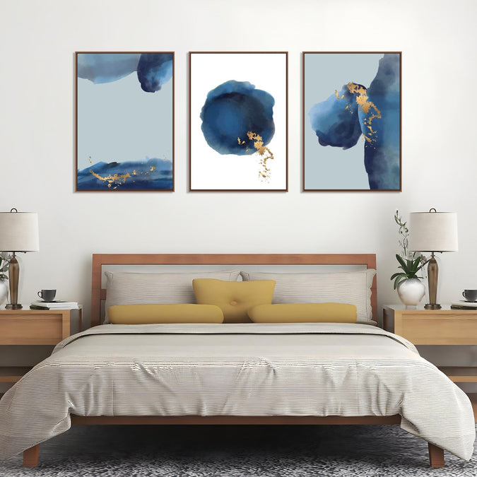 Handmade Painting for Bed Room : mid-night-blue-abstract