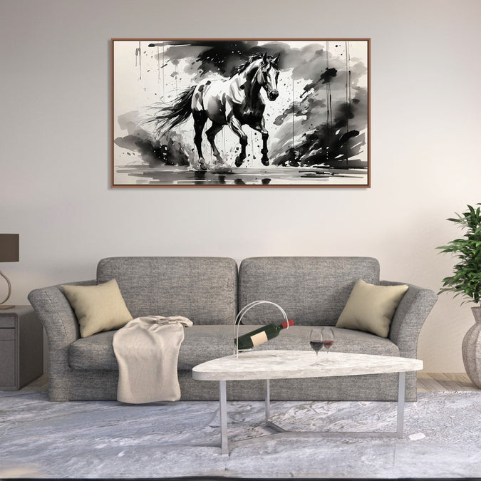 Handmade Painting for Bed Room : monochrome-stallion