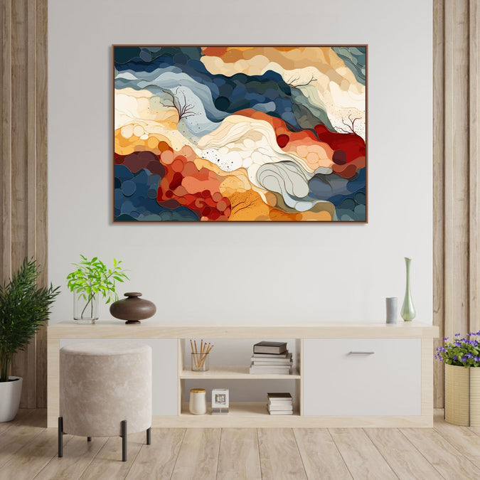 Handmade Painting for Bed Room : rising-clouds