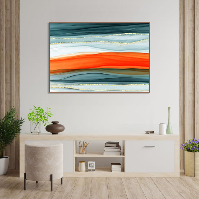 Handmade Painting for Bed Room : tangerine-wave