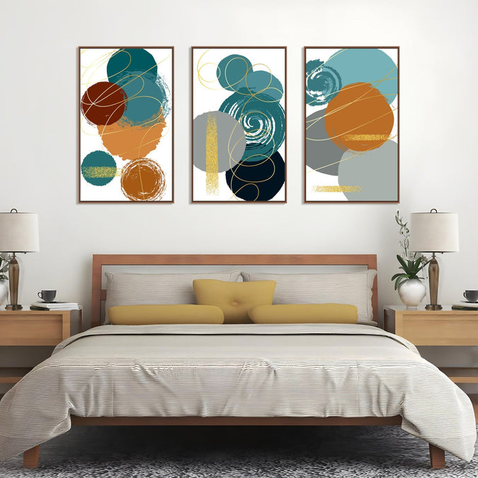 Handmade Painting for Bed Room : teal-abstracts