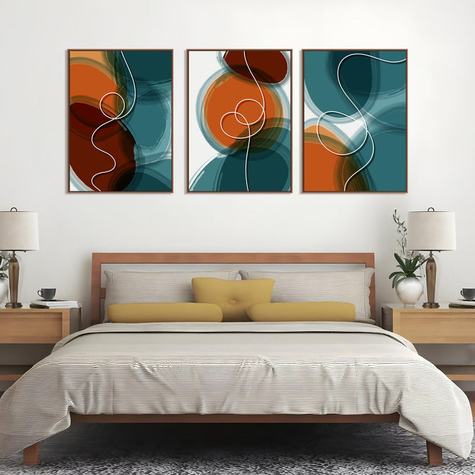 Handmade Painting for Bed Room : teal-and-earthy-abstracts