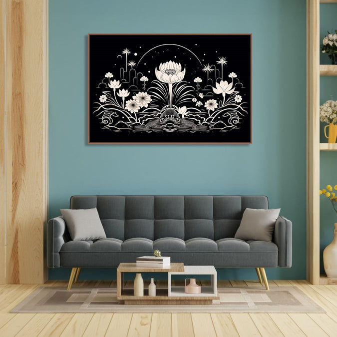 Handmade Painting for Bed Room : thangka-monochrome