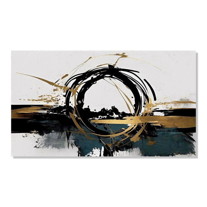 Handmade Painting for Drawing Room : abstract-golden-black-orb