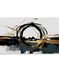 Handmade Painting for Drawing Room : abstract-golden-black-orb