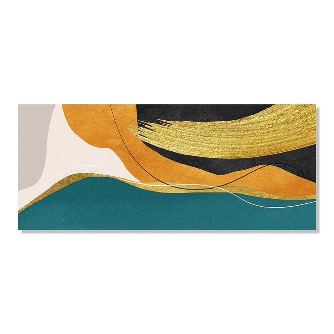 Handmade Painting for Drawing Room : abstract-in-teal-green-and-gold