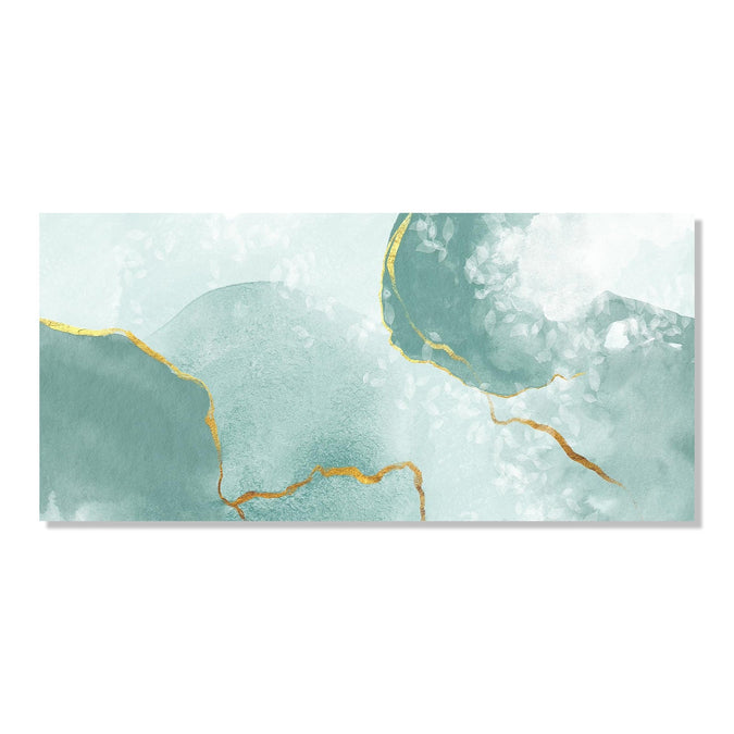 Handmade Painting for Drawing Room : aqua-gold-loops