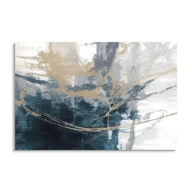 Handmade Painting for Drawing Room : blue-gold-fusion