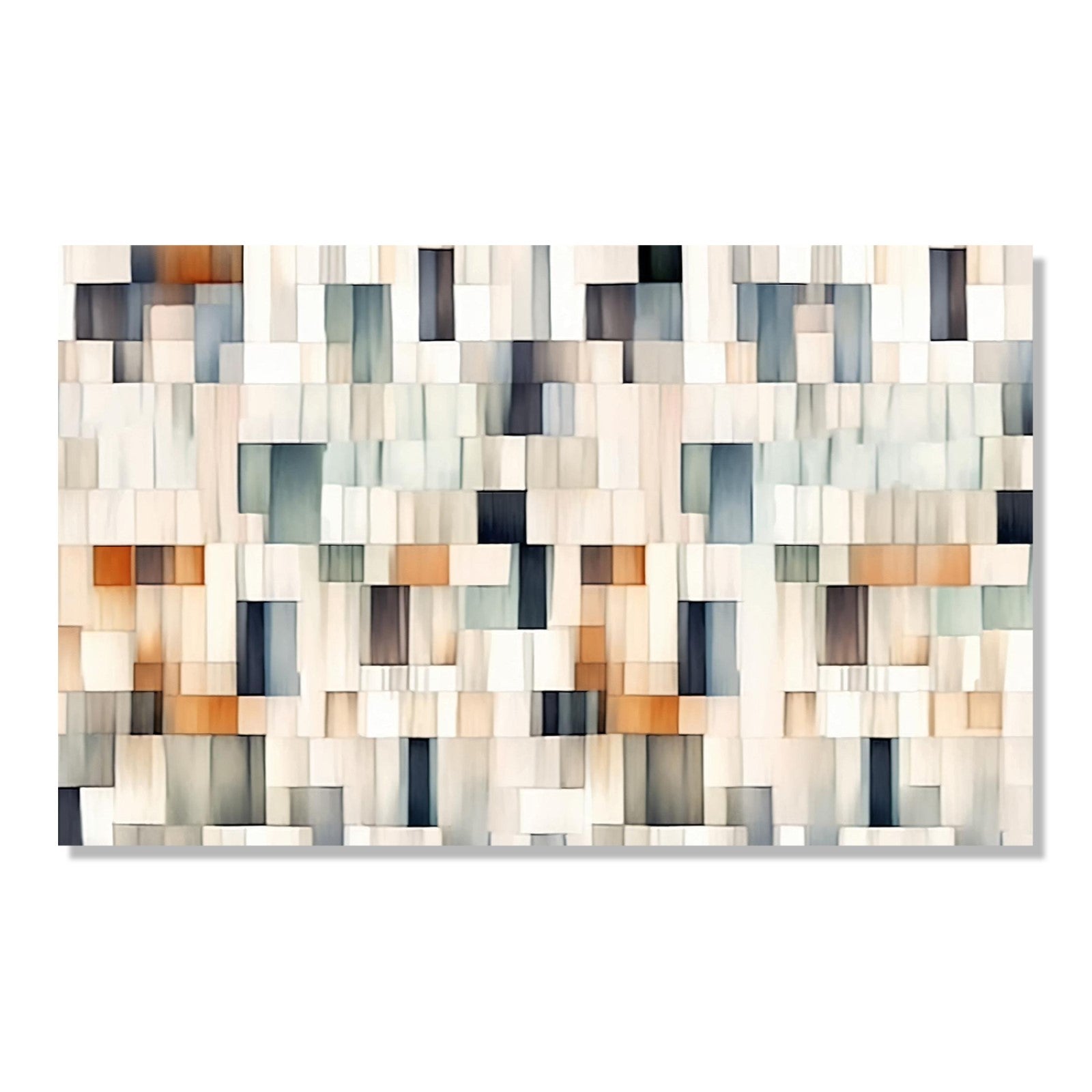Handmade painting with small patches in earthy tones.