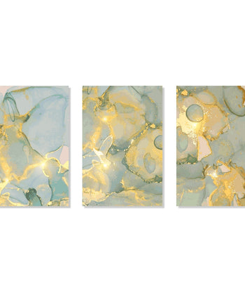 Handmade Painting for Drawing Room : golden-aqua-flow