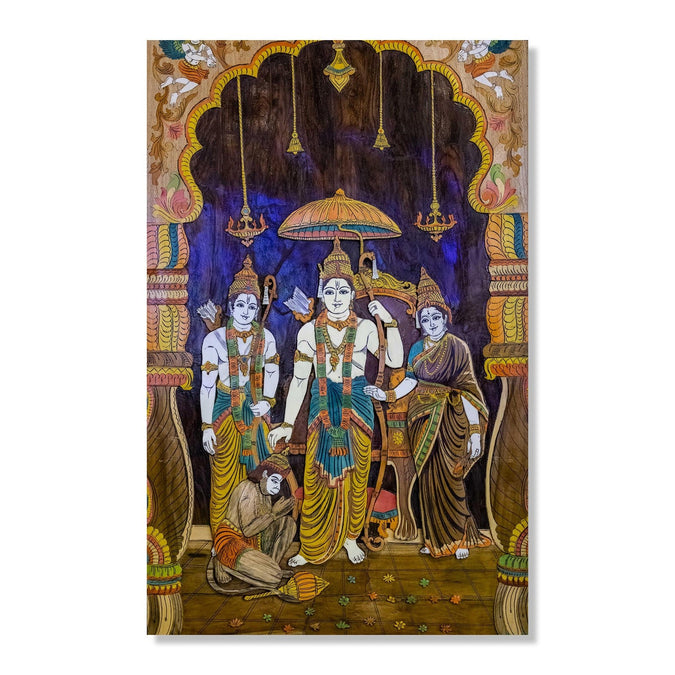 Handmade Painting for Drawing Room : indian-ram-sita-laxman-hanuman