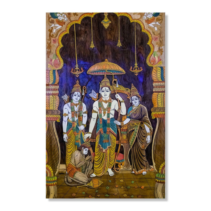 Handmade Painting for Drawing Room : indian-ram-sita-laxman-hanuman