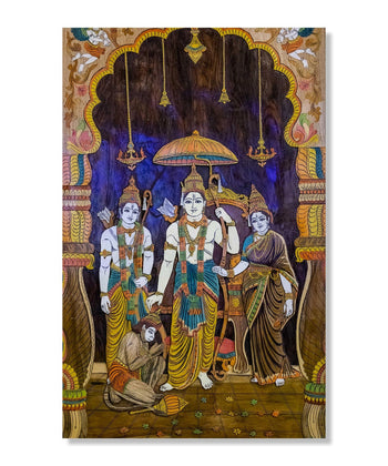 Handmade Painting for Drawing Room : indian-ram-sita-laxman-hanuman