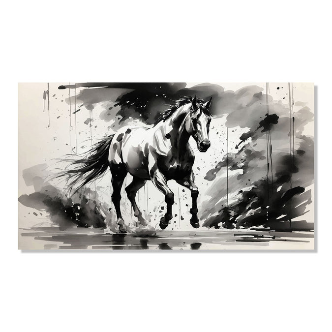 Handmade Painting for Drawing Room : monochrome-stallion