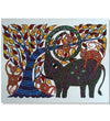 Handmade Painting for Drawing Room : pithora-bhil-art-elephant-tree