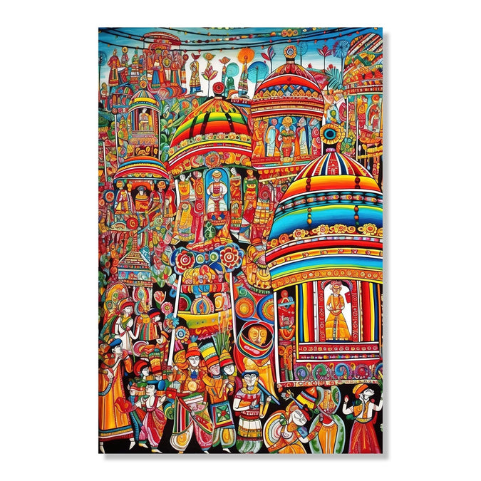 Handmade Painting for Drawing Room : rajasthani-folk-art-the-procession