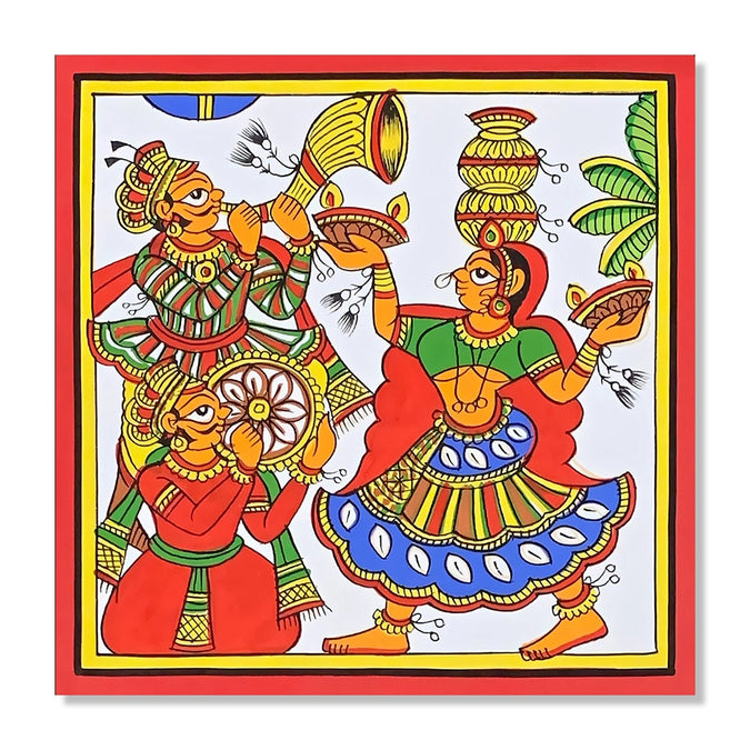 Handmade Painting for Drawing Room : rajasthani-phad-art-folk-dance