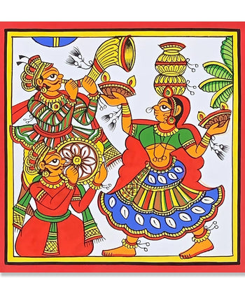 Handmade Painting for Drawing Room : rajasthani-phad-art-folk-dance