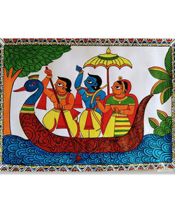 Handmade Painting for Drawing Room : rajasthani-phad-art-ramayana