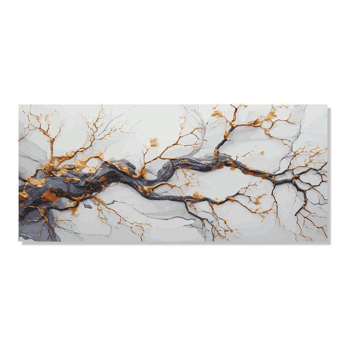 Handmade Painting for Drawing Room : winter-tree-branch-with-golden-shoots