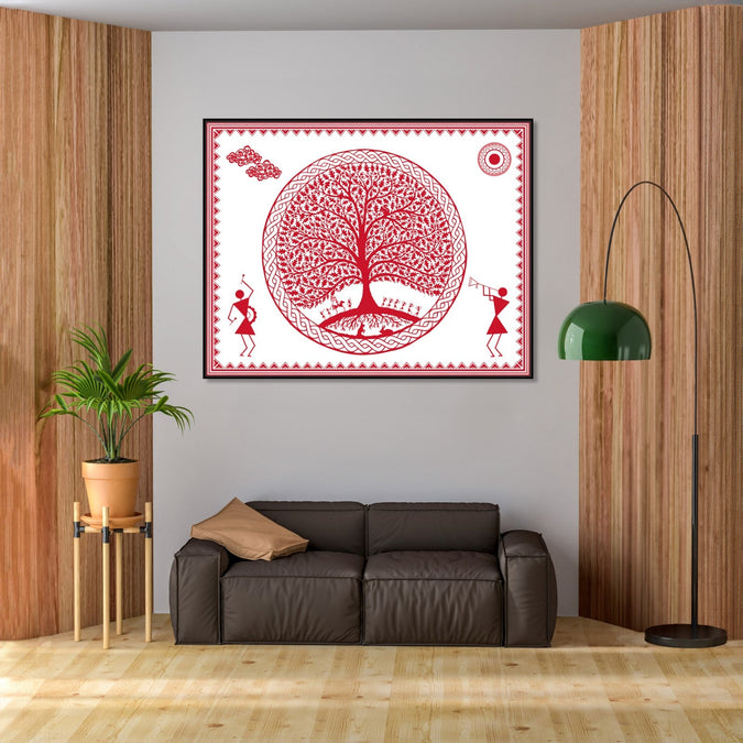 Handmade Painting for Home : aipan-tree-of-life