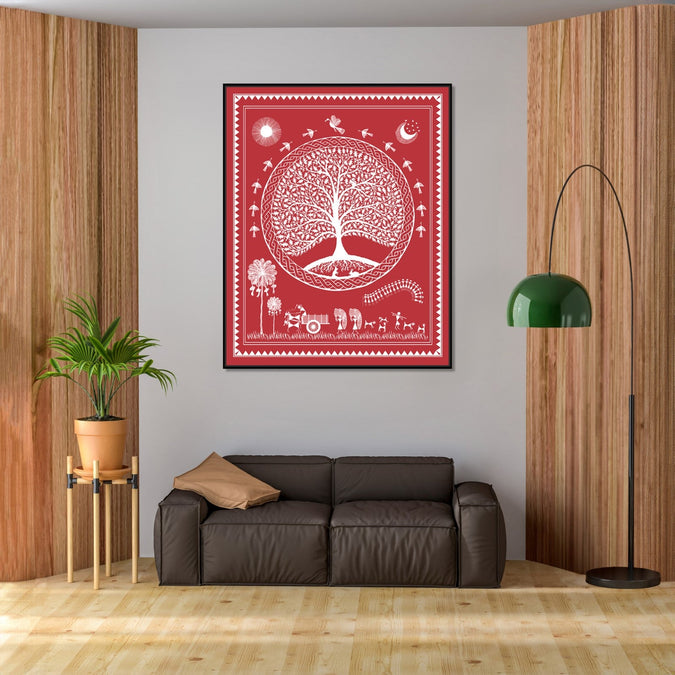 Handmade Painting for Home : aipan-tree-of-life-2