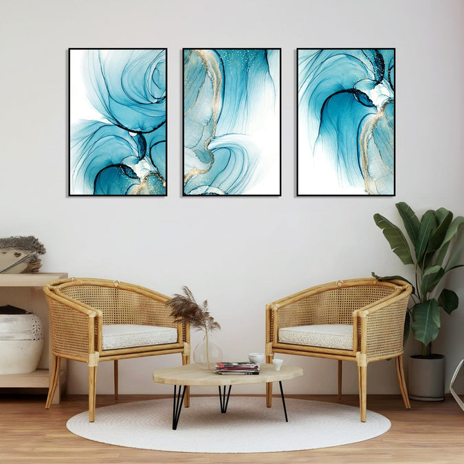 Handmade Painting for Home : aqua-shapes