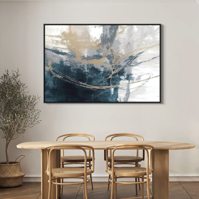 Handmade Painting for Home : blue-gold-fusion