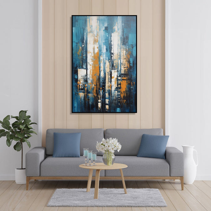 Handmade Painting for Home : blue-rain