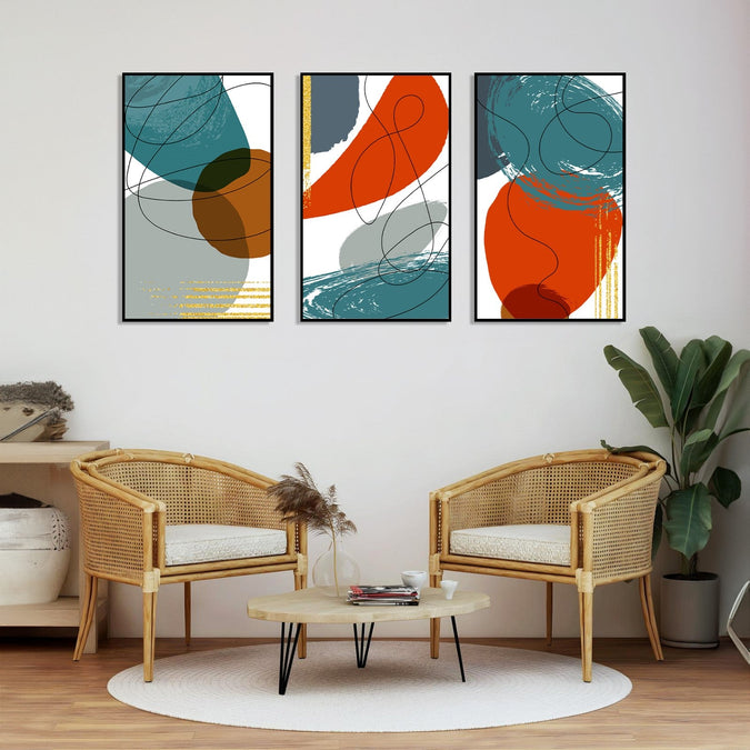 Handmade Painting for Home : colourful-abstract-shapes-and-lines