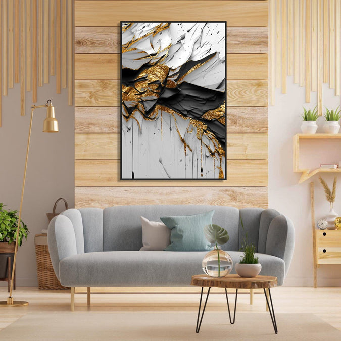 Handmade Painting for Home : gold-black-abstract