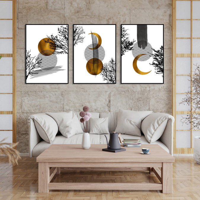 Handmade Painting for Home : gold-monochrome-abstract