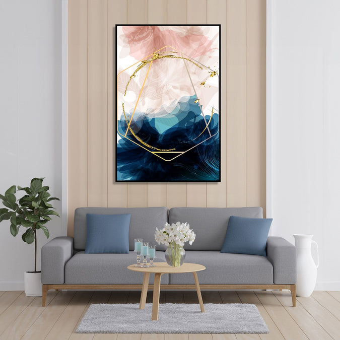 Handmade Painting for Home : golden-hoop-feathers-1