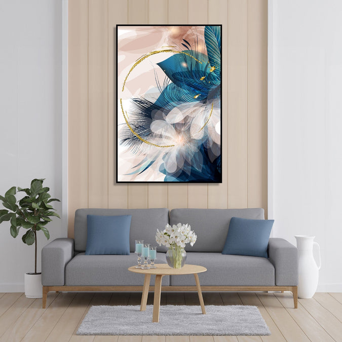 Handmade Painting for Home : golden-hoop-feathers-2