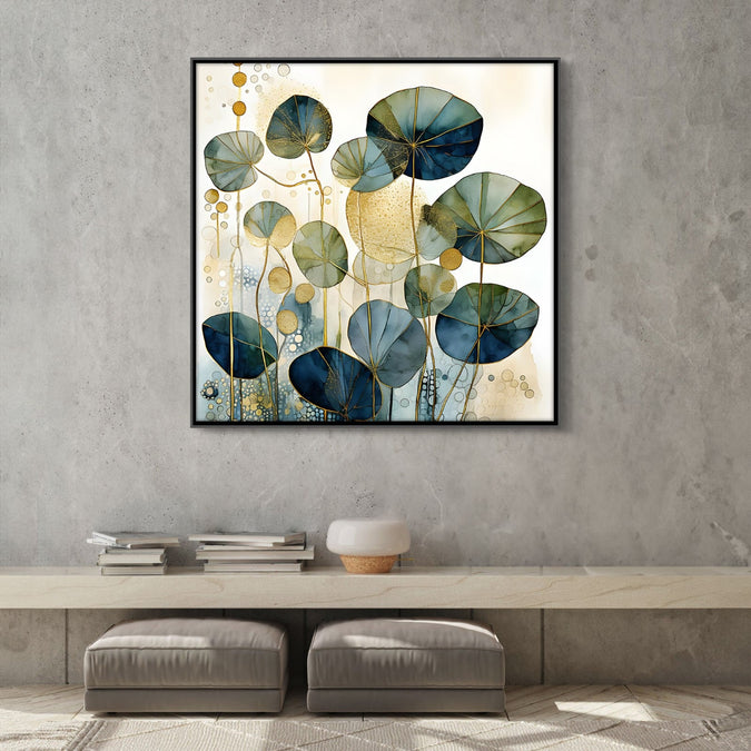 Handmade Painting for Home : golden-lotus-serenity