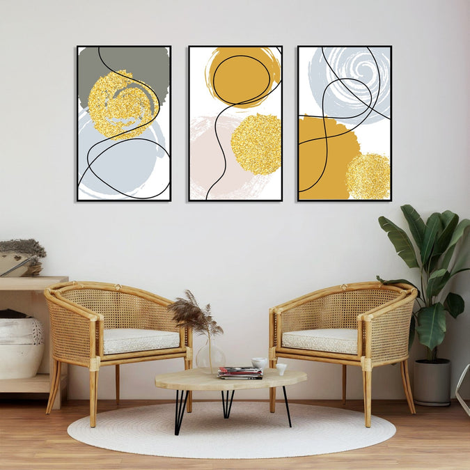 Handmade Painting for Home : golden-shapes