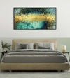 Handmade Painting for Home : golden-trees-in-aqua-background