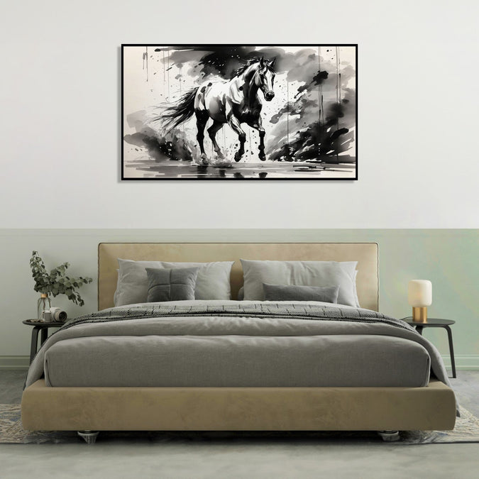 Handmade Painting for Home : monochrome-stallion