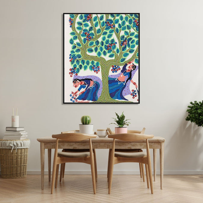 Handmade Painting for Home : pithora-bhil-women-tree